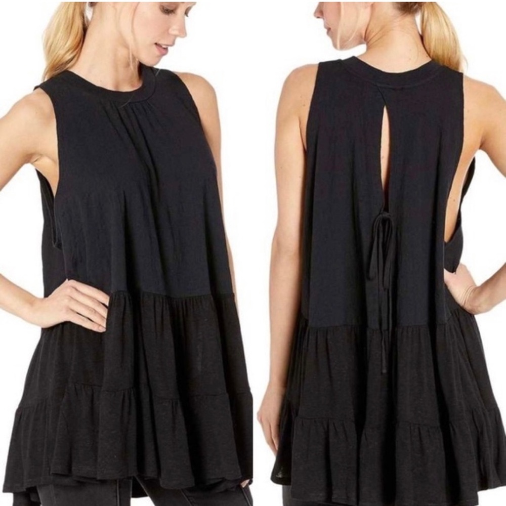 Free People Right on Time Tunic Tiered Top w/ Open Back Size Small